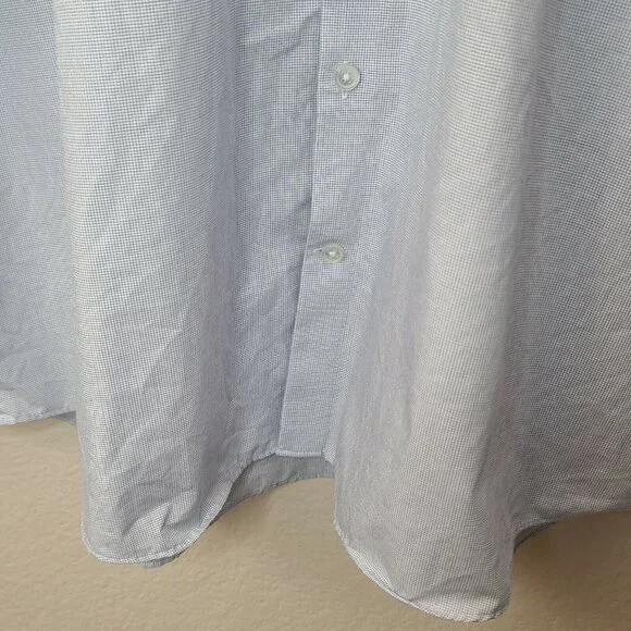 Kenneth Cole Dress Shirt 2XL Men Size 18 34/35 Light Blue Grid Check Long Sleeve - Picture 10 of 12